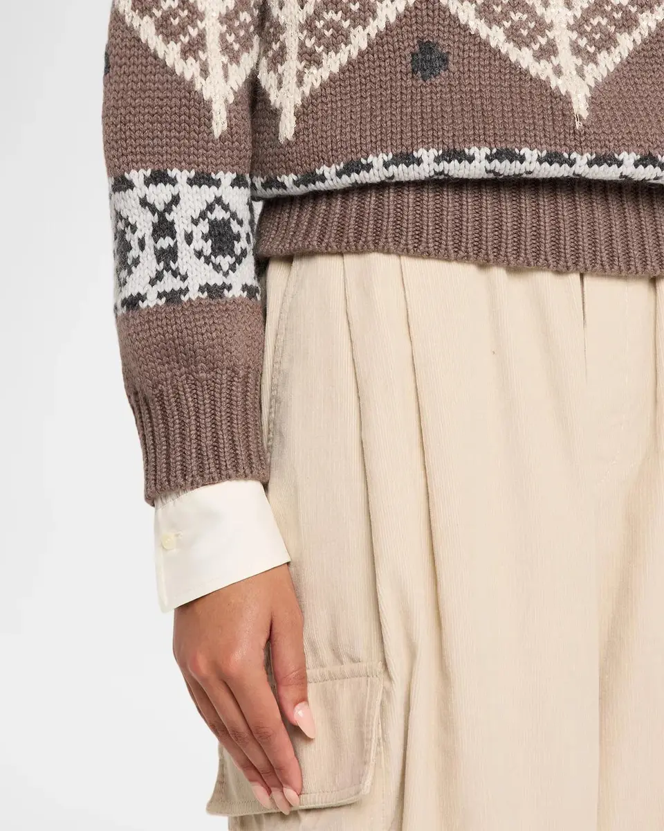 Brunello Cucinelli Nordic Heritage Fair-Isle Cashmere Knit Turtleneck Sweater | Thumbnail 5