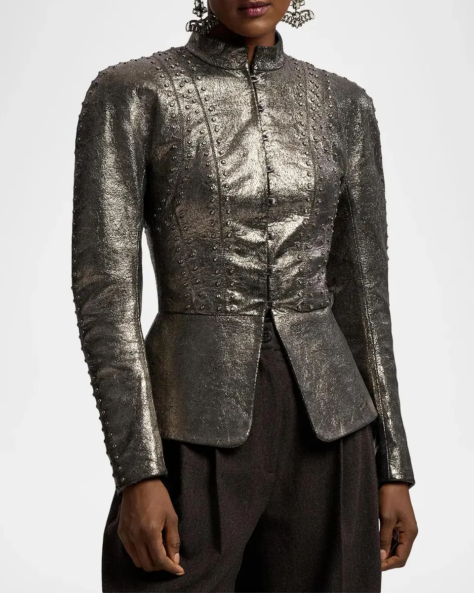 Ralph Lauren Collection Sophia Crackle Goatskin Jacket | Thumbnail 4 Ralph Lauren Collection Sophia Crackle Goatskin Jacket | Thumbnail 4