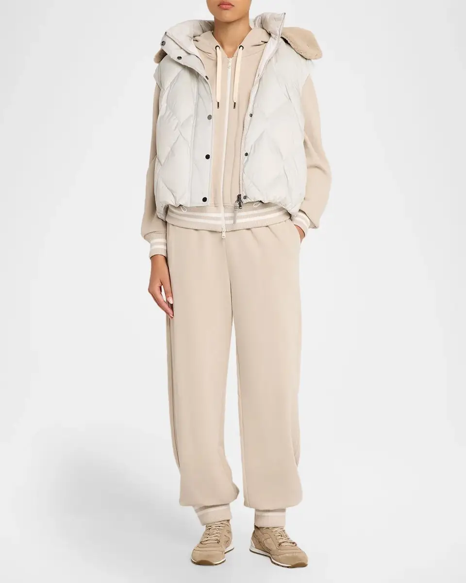 Brunello Cucinelli Smooth Cotton Fleece Drawstring Sport Pants | Thumbnail 2