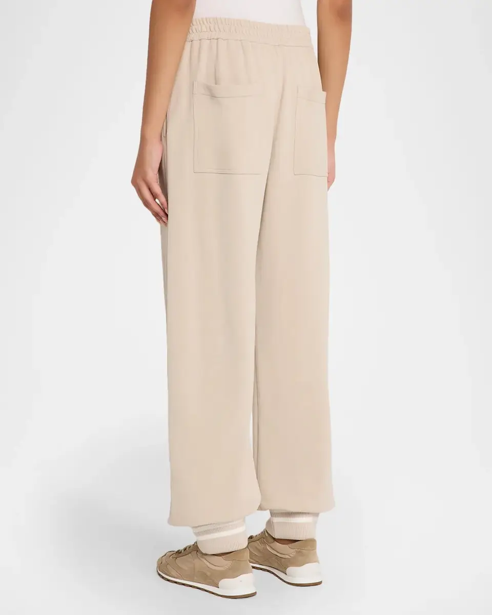 Brunello Cucinelli Smooth Cotton Fleece Drawstring Sport Pants | Thumbnail 3