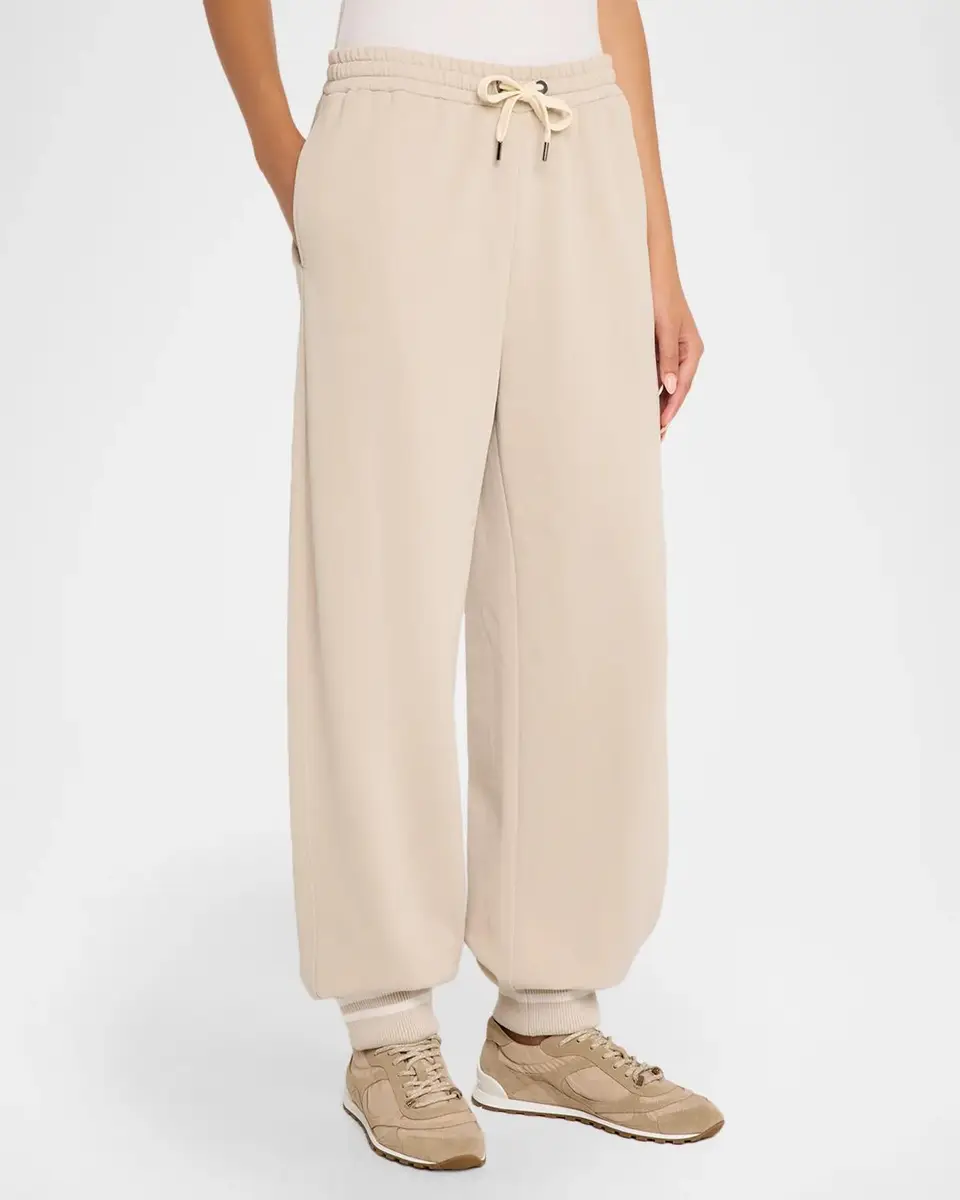 Brunello Cucinelli Smooth Cotton Fleece Drawstring Sport Pants | Thumbnail 4