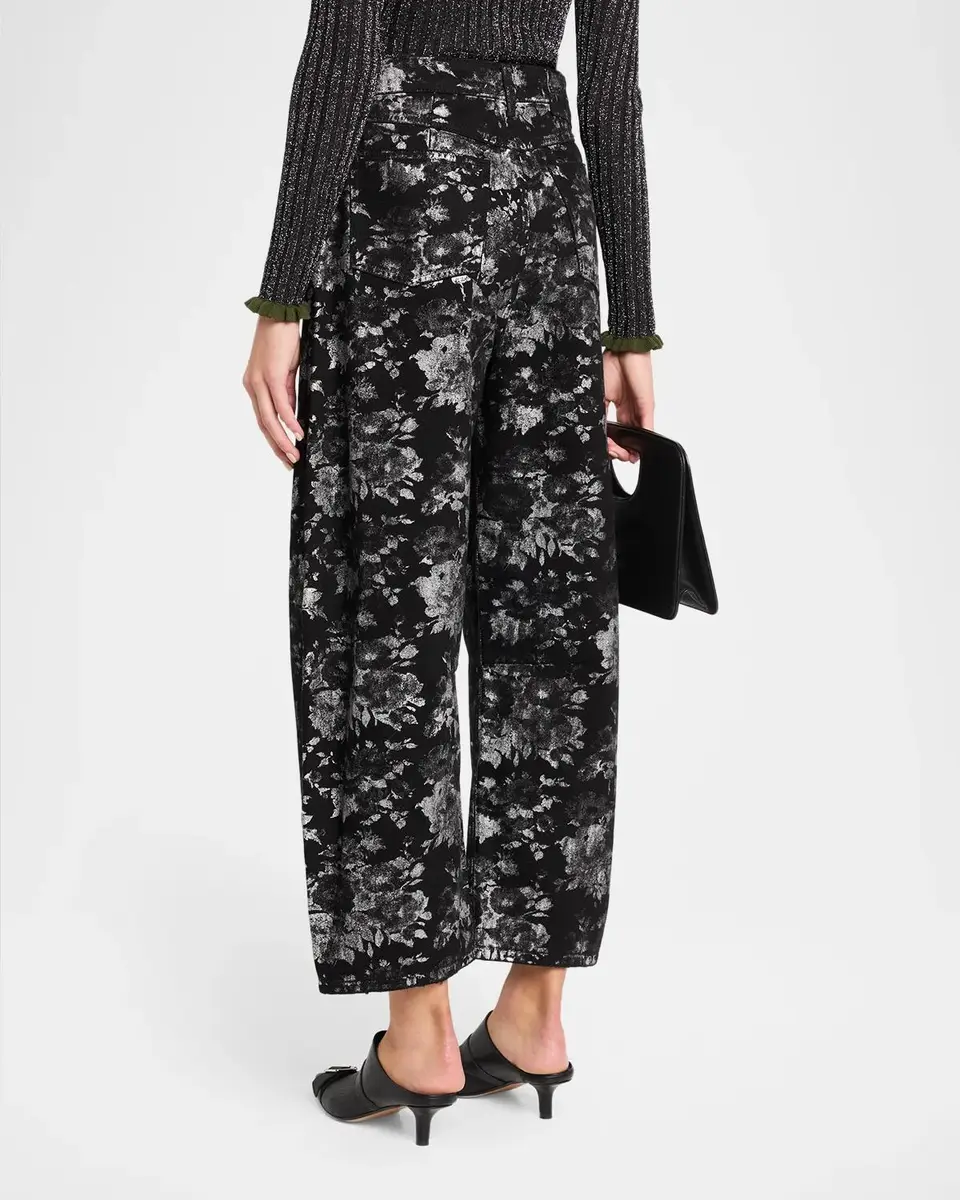 Essentiel Antwerp KO Foil Floral Jacquard Barrel-Leg Jeans | Thumbnail 3 Essentiel Antwerp KO Foil Floral Jacquard Barrel-Leg Jeans | Thumbnail 3