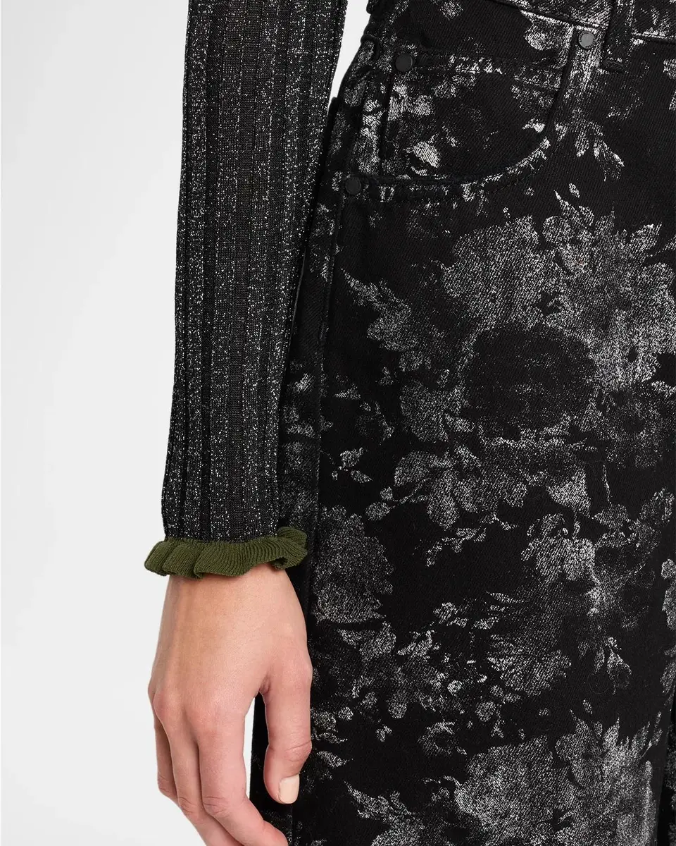 Essentiel Antwerp KO Foil Floral Jacquard Barrel-Leg Jeans | Thumbnail 5 Essentiel Antwerp KO Foil Floral Jacquard Barrel-Leg Jeans | Thumbnail 5