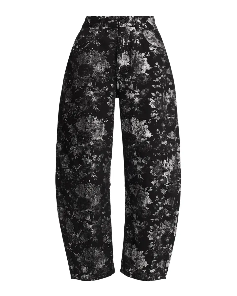 Essentiel Antwerp KO Foil Floral Jacquard Barrel-Leg Jeans