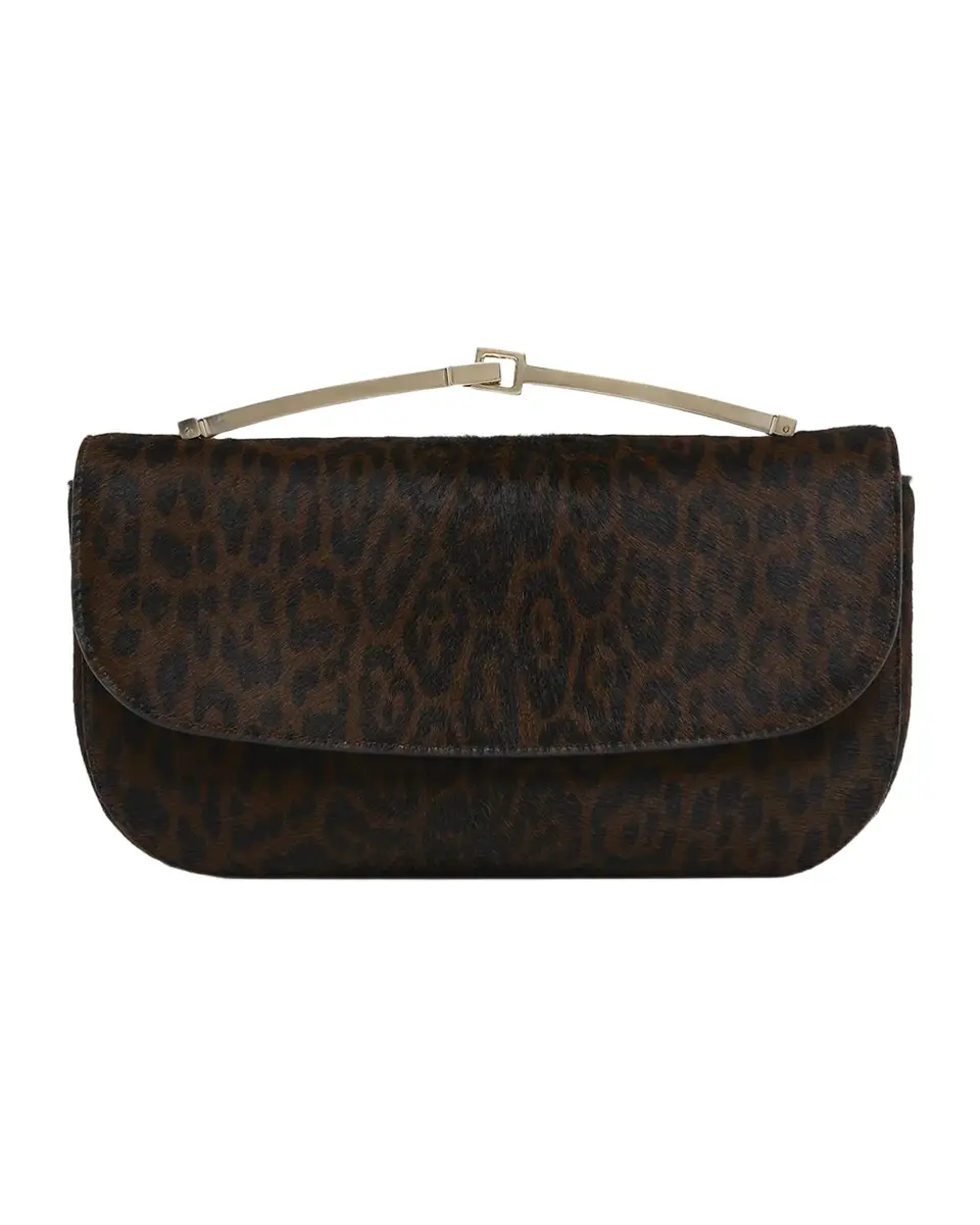 Tom Ford Arc Mini Leopard-Print Calf Hair Top-Handle Bag