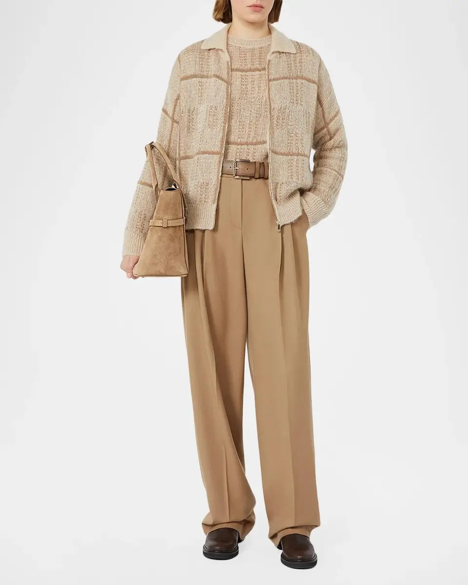 Max Mara Studio Sequin Plaid Knit Sweater | Thumbnail 2