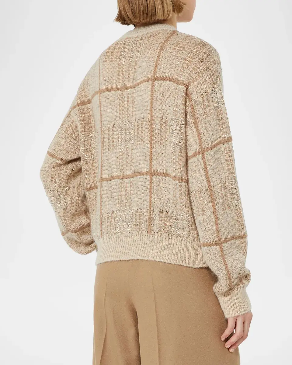 Max Mara Studio Sequin Plaid Knit Sweater | Thumbnail 3