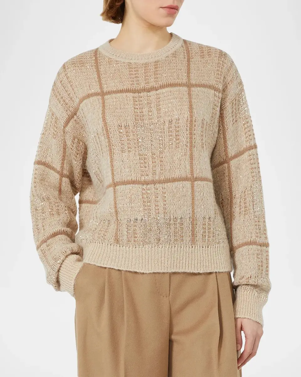 Max Mara Studio Sequin Plaid Knit Sweater | Thumbnail 4