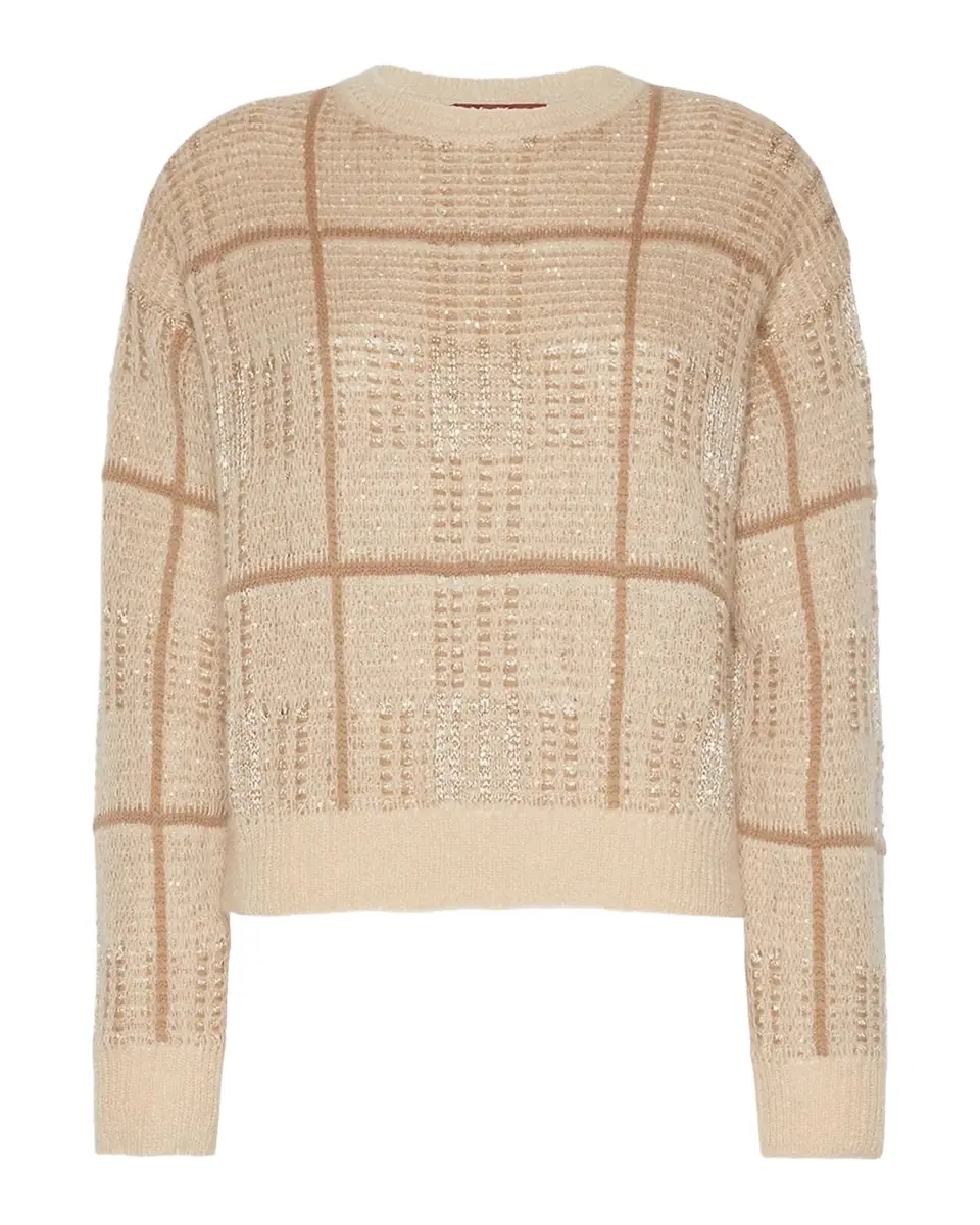 Max Mara Studio Sequin Plaid Knit Sweater