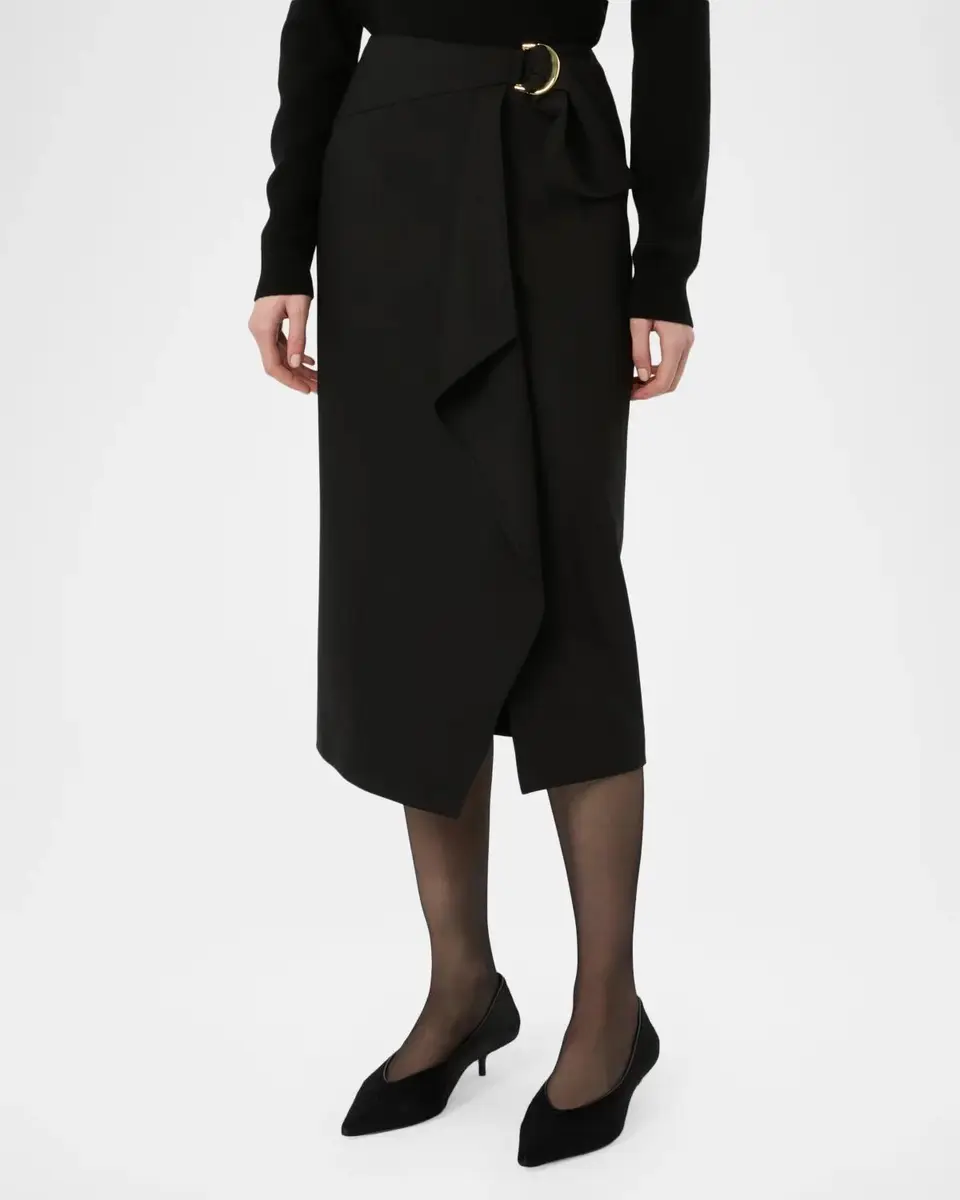 Max Mara Studio Draped Stretch Wool Midi Skirt | Thumbnail 4