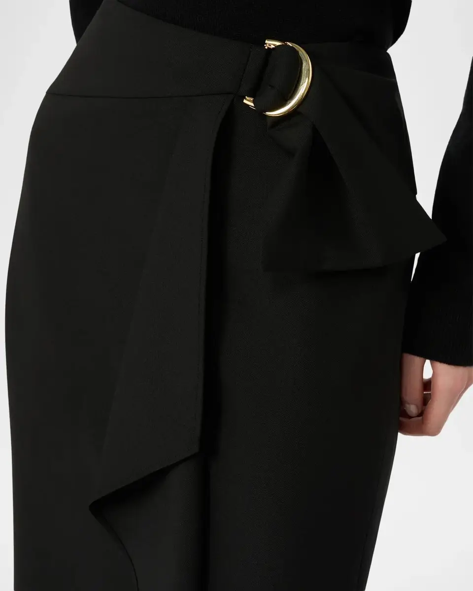 Max Mara Studio Draped Stretch Wool Midi Skirt | Thumbnail 5