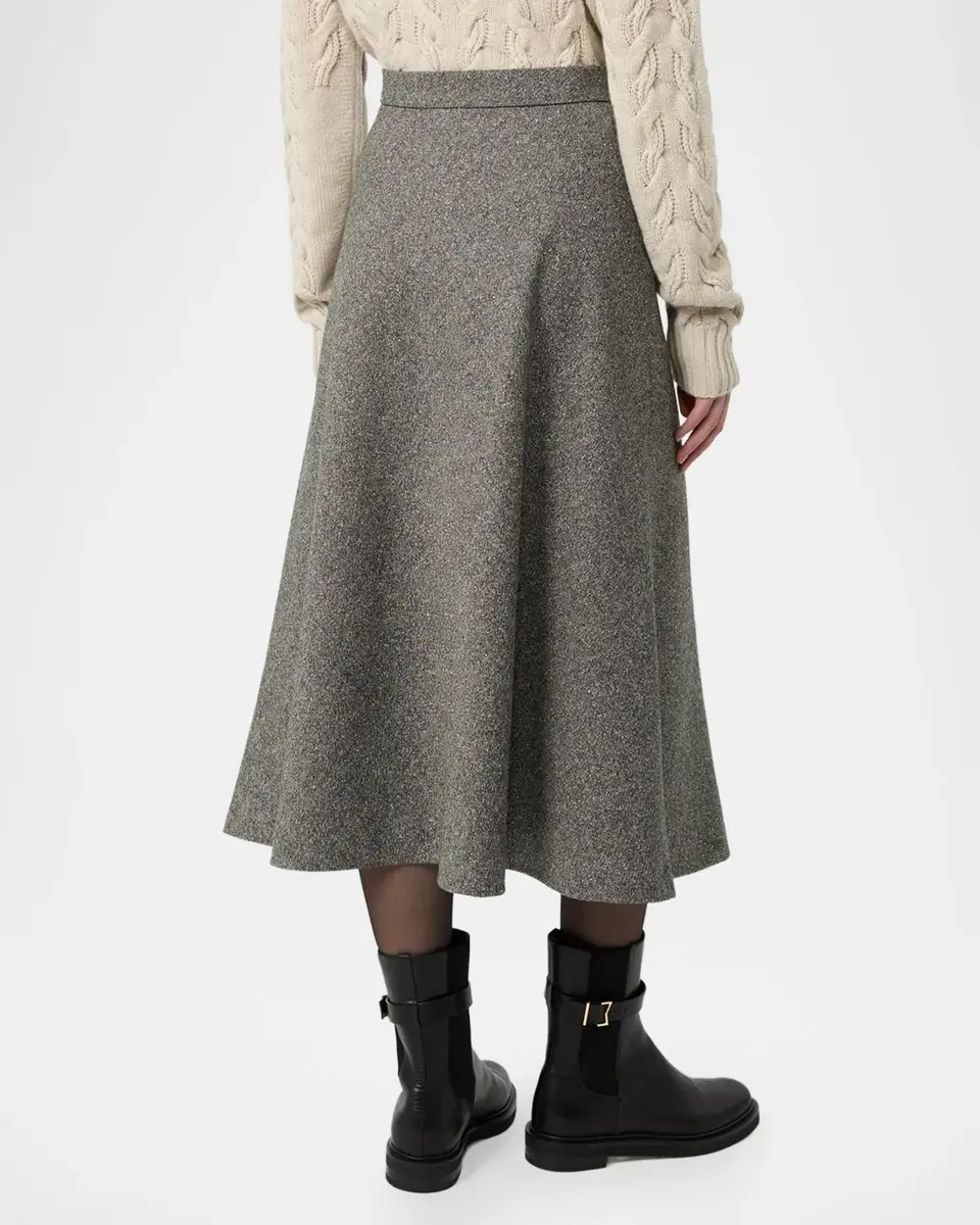 Max Mara Studio Heathered Knit A-Line Midi Skirt | Thumbnail 3