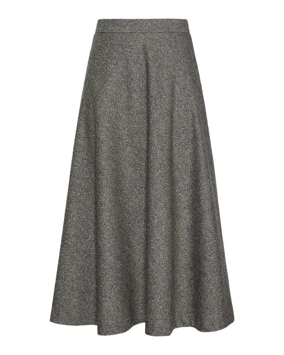 Max Mara Studio Heathered Knit A-Line Midi Skirt