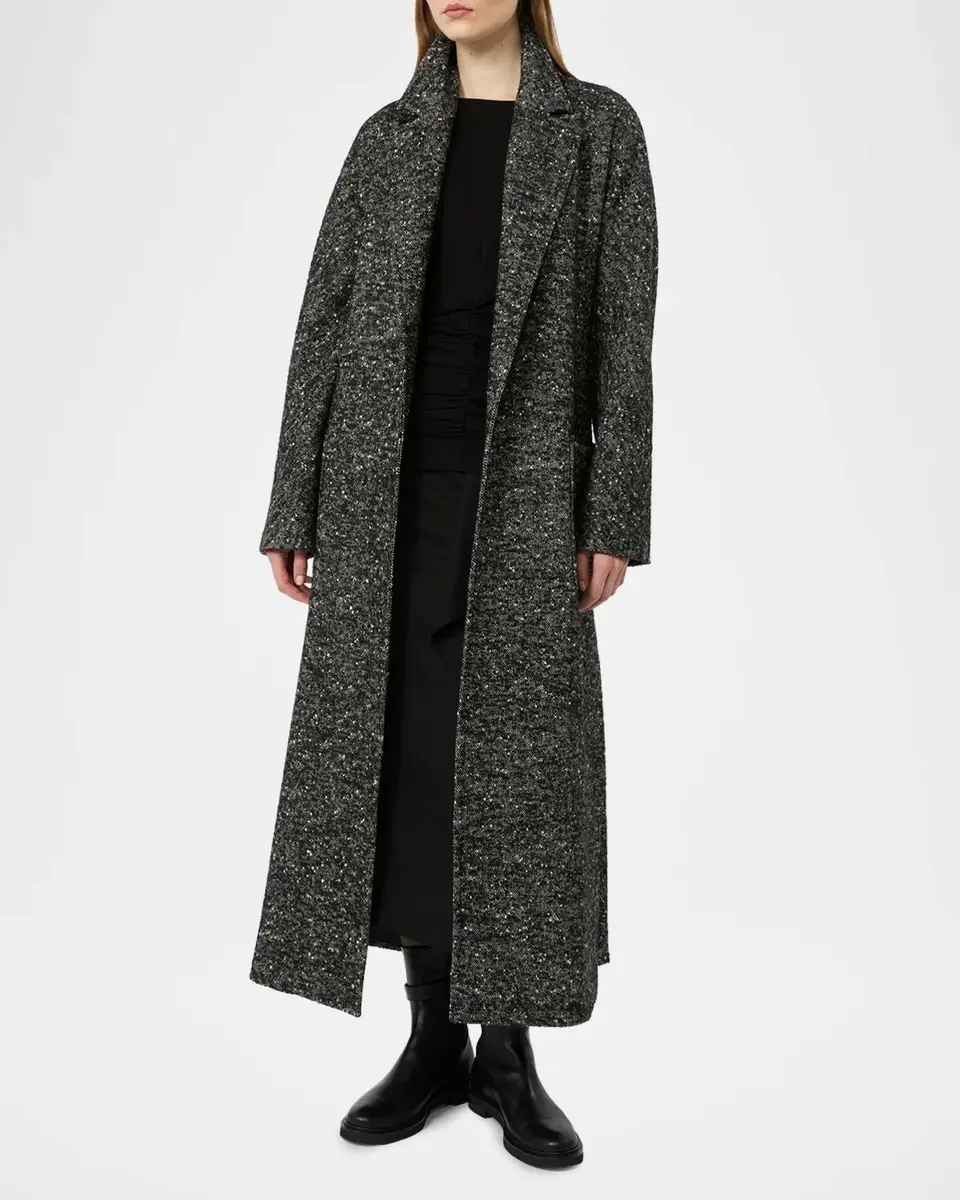 Max Mara Studio Long Herringbone Tweed Coat | Thumbnail 2