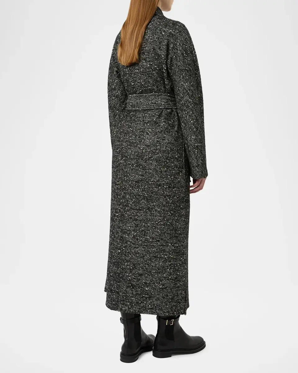 Max Mara Studio Long Herringbone Tweed Coat | Thumbnail 3