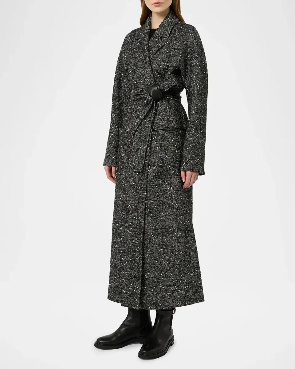 Max Mara Studio Long Herringbone Tweed Coat | Thumbnail 4