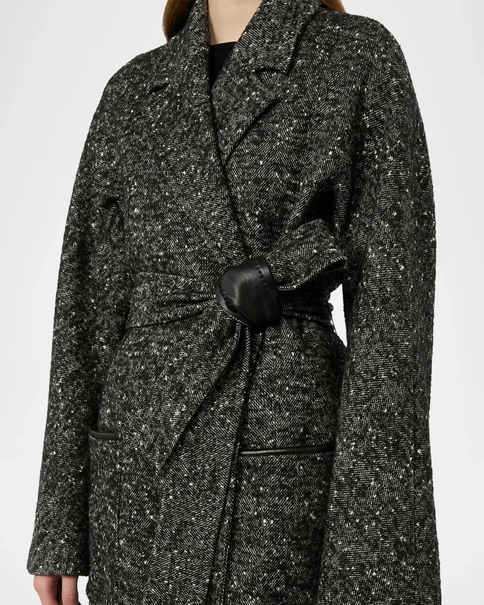 Max Mara Studio Long Herringbone Tweed Coat | Thumbnail 5
