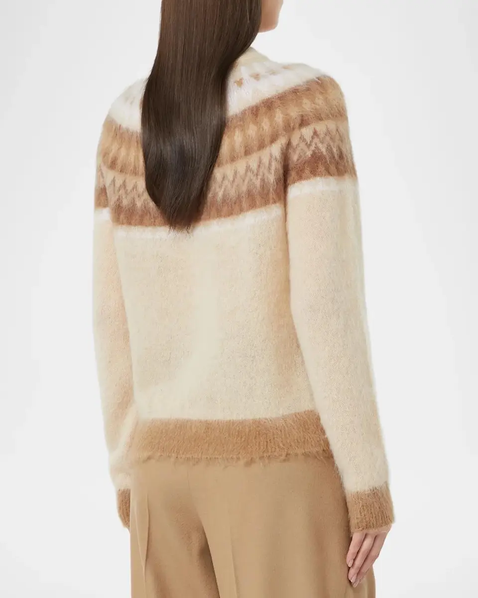 Max Mara Studio Fuzzy Fair Isle Crewneck Sweater | Thumbnail 2 Max Mara Studio Fuzzy Fair Isle Crewneck Sweater | Thumbnail 2