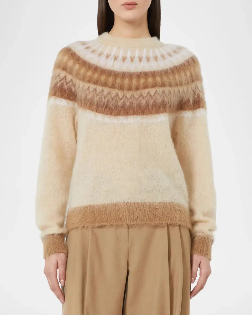 Max Mara Studio Fuzzy Fair Isle Crewneck Sweater | Thumbnail 3 Max Mara Studio Fuzzy Fair Isle Crewneck Sweater | Thumbnail 3