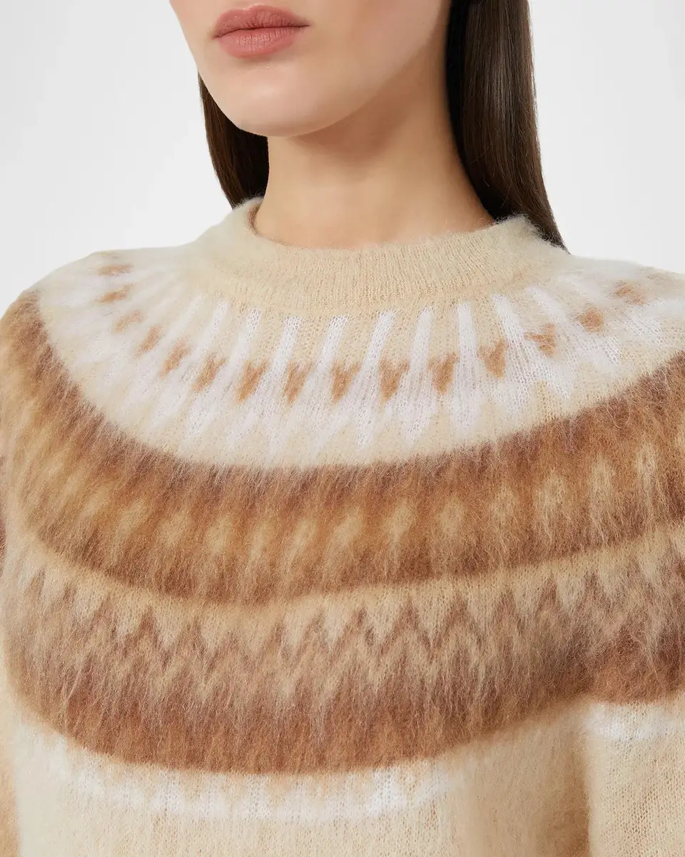 Max Mara Studio Fuzzy Fair Isle Crewneck Sweater | Thumbnail 4 Max Mara Studio Fuzzy Fair Isle Crewneck Sweater | Thumbnail 4