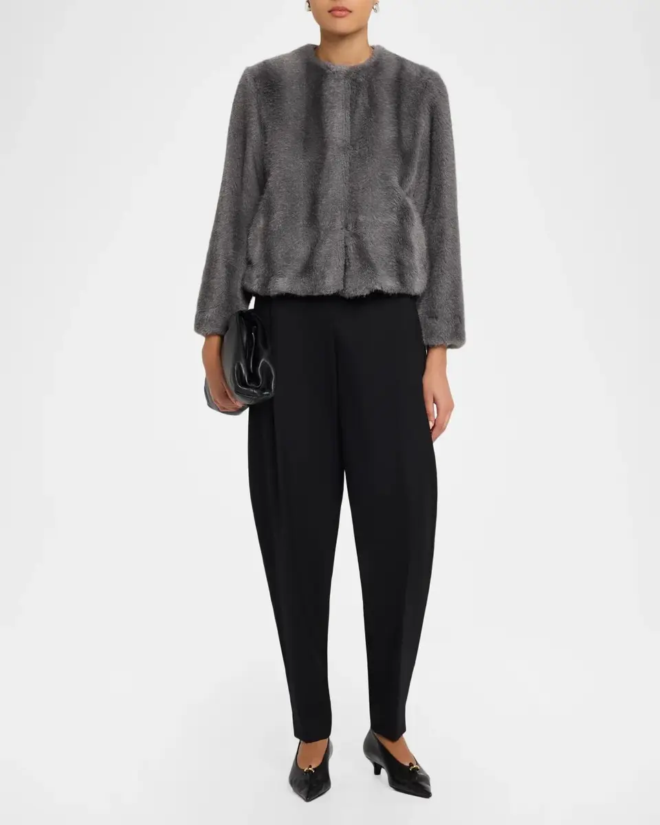 Max Mara Studio Cropped Faux Fur Jacket | Thumbnail 2 Max Mara Studio Cropped Faux Fur Jacket | Thumbnail 2