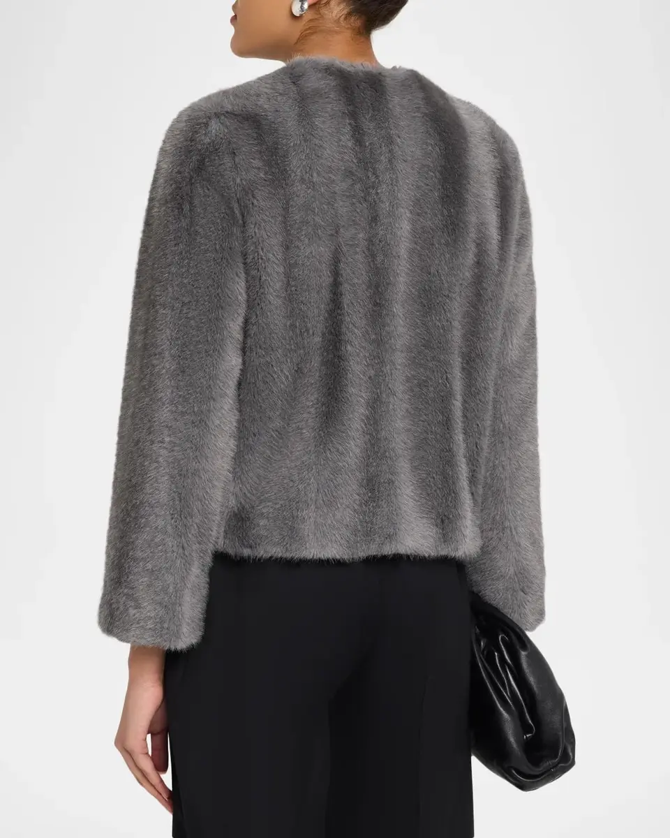 Max Mara Studio Cropped Faux Fur Jacket | Thumbnail 3 Max Mara Studio Cropped Faux Fur Jacket | Thumbnail 3