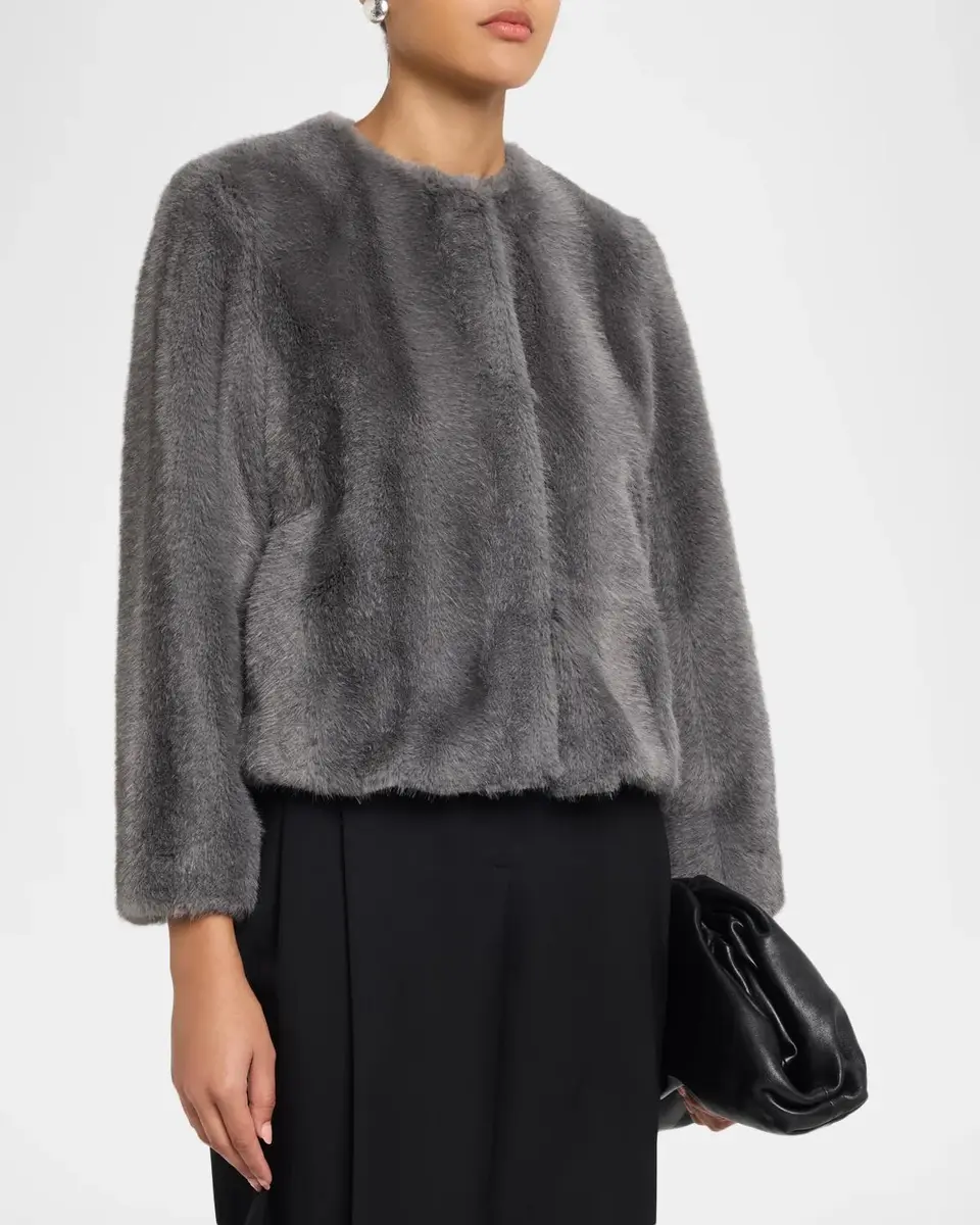 Max Mara Studio Cropped Faux Fur Jacket | Thumbnail 4 Max Mara Studio Cropped Faux Fur Jacket | Thumbnail 4