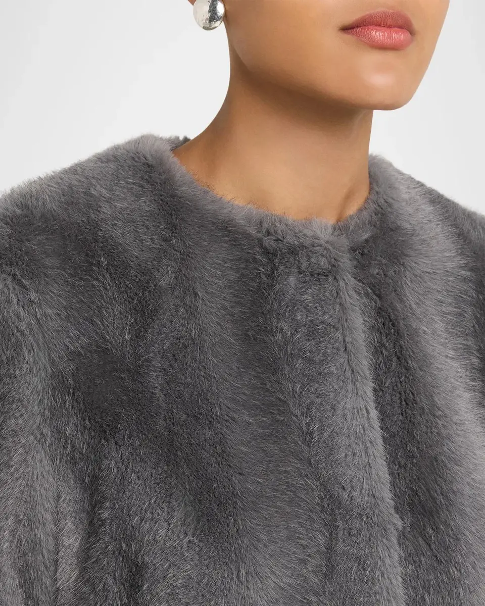 Max Mara Studio Cropped Faux Fur Jacket | Thumbnail 5 Max Mara Studio Cropped Faux Fur Jacket | Thumbnail 5