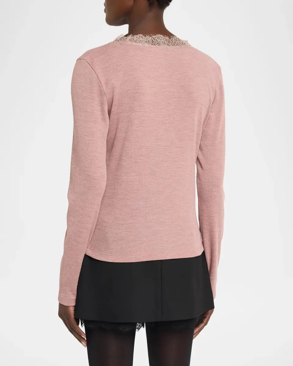Vince Lace-Trimmed Long-Sleeve Top | Thumbnail 3 Vince Lace-Trimmed Long-Sleeve Top | Thumbnail 3