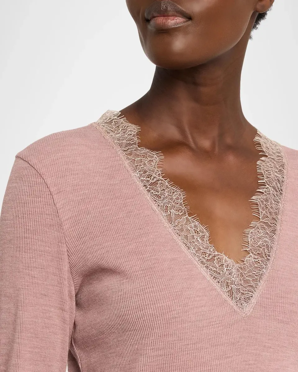 Vince Lace-Trimmed Long-Sleeve Top | Thumbnail 5 Vince Lace-Trimmed Long-Sleeve Top | Thumbnail 5