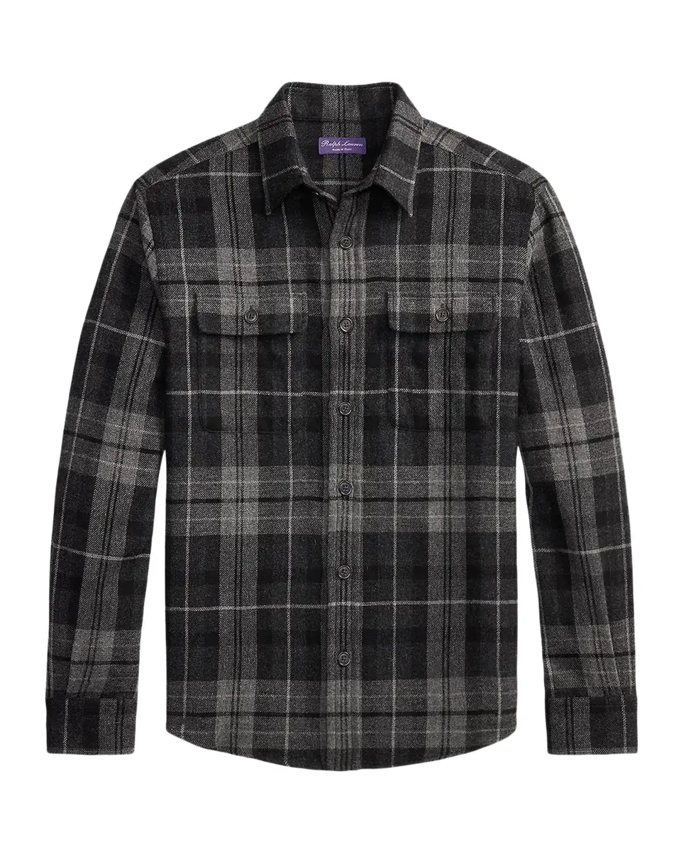 Ralph Lauren Purple Label Men's Plaid Wool-Cashmere Overshirt