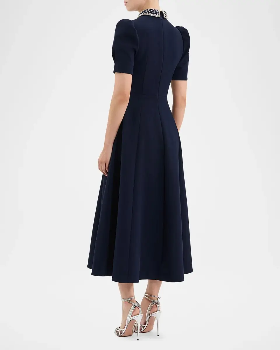 Rebecca Vallance Crown Jewel Brooch-Embellished Midi Dress | Thumbnail 3 Rebecca Vallance Crown Jewel Brooch-Embellished Midi Dress | Thumbnail 3