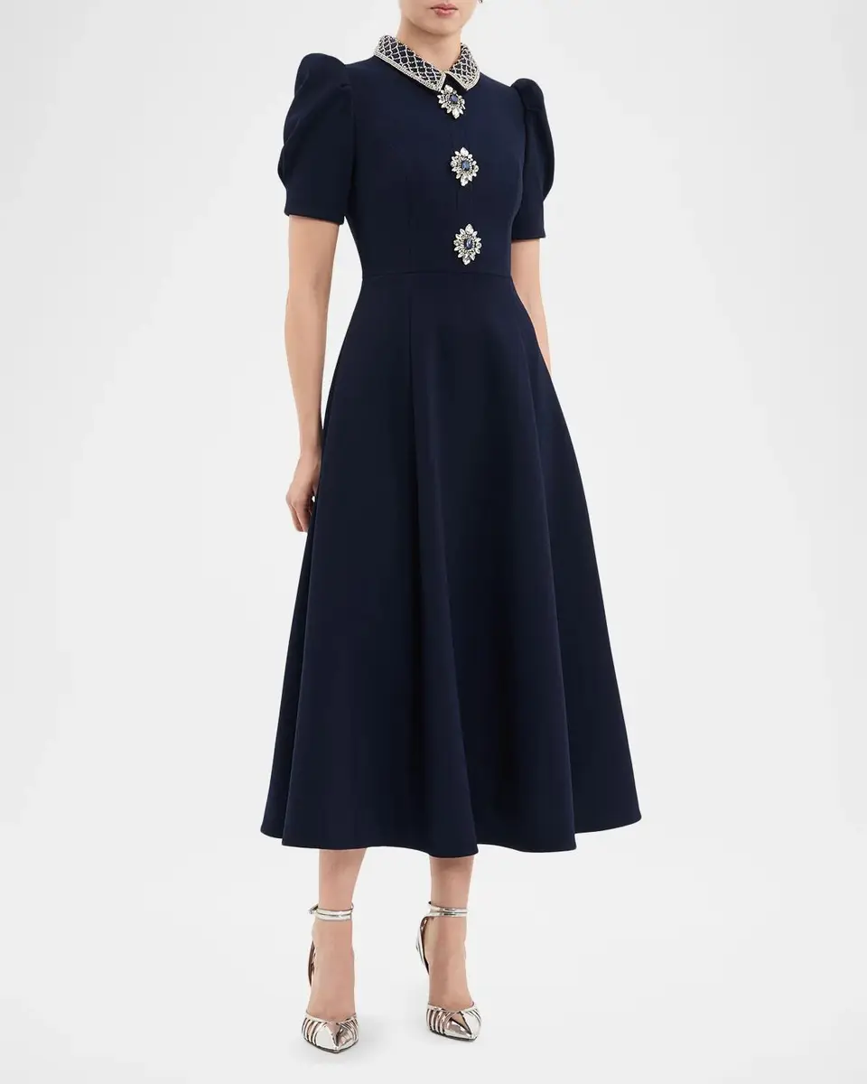 Rebecca Vallance Crown Jewel Brooch-Embellished Midi Dress | Thumbnail 4 Rebecca Vallance Crown Jewel Brooch-Embellished Midi Dress | Thumbnail 4