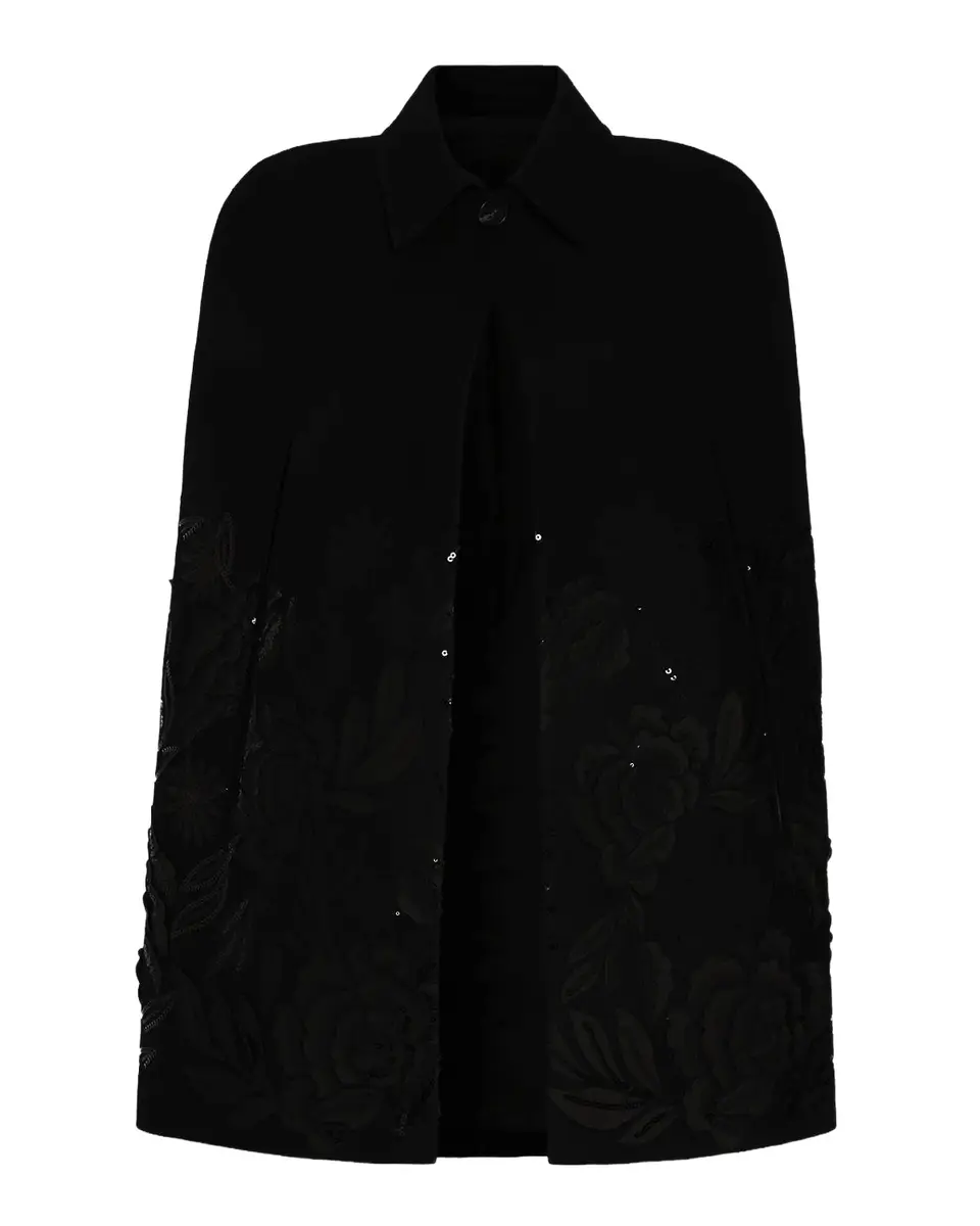 Ramy Brook Melisa Embellished Wool-Blend Cape