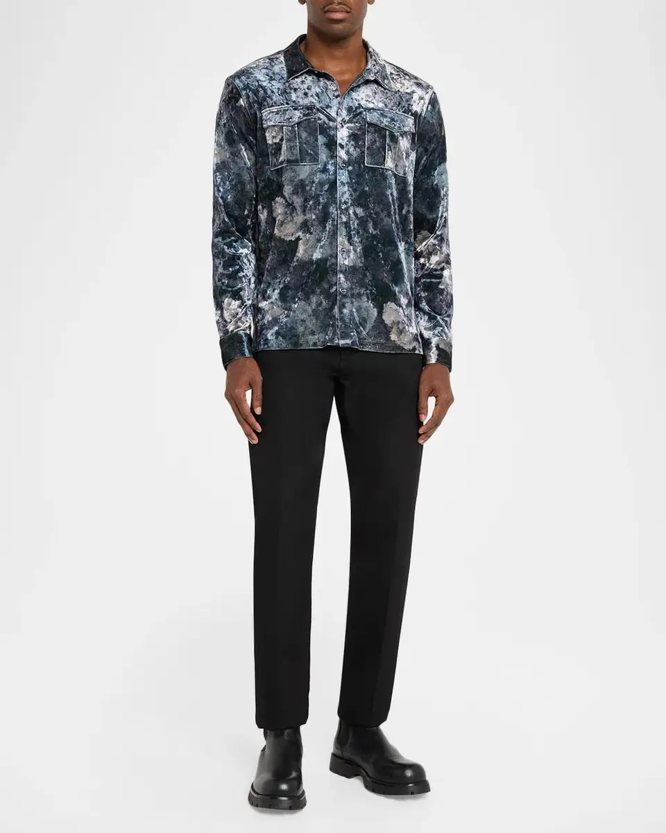 JOHN VARVATOS Men's Printed Velvet Shirt | Thumbnail 2 JOHN VARVATOS Men's Printed Velvet Shirt | Thumbnail 2