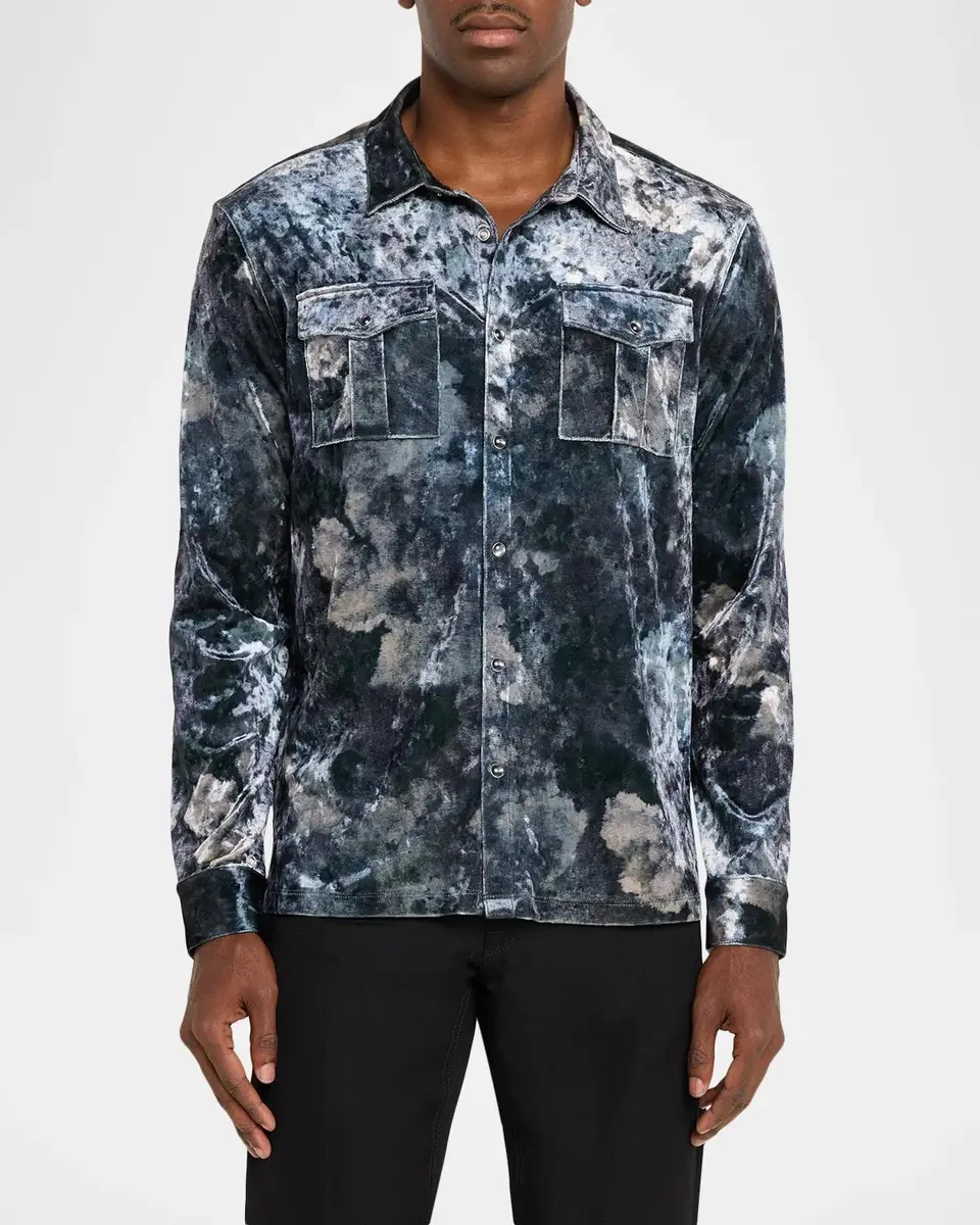 JOHN VARVATOS Men's Printed Velvet Shirt | Thumbnail 4 JOHN VARVATOS Men's Printed Velvet Shirt | Thumbnail 4