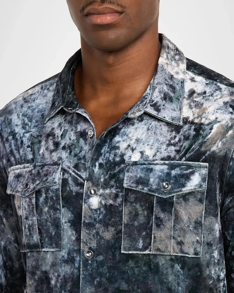 JOHN VARVATOS Men's Printed Velvet Shirt | Thumbnail 5 JOHN VARVATOS Men's Printed Velvet Shirt | Thumbnail 5
