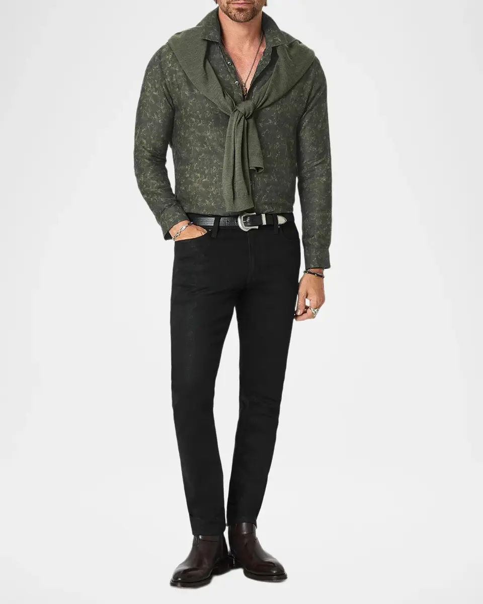 JOHN VARVATOS Men's Bucks Cotton-Silk-Blend Shirt | Thumbnail 2
