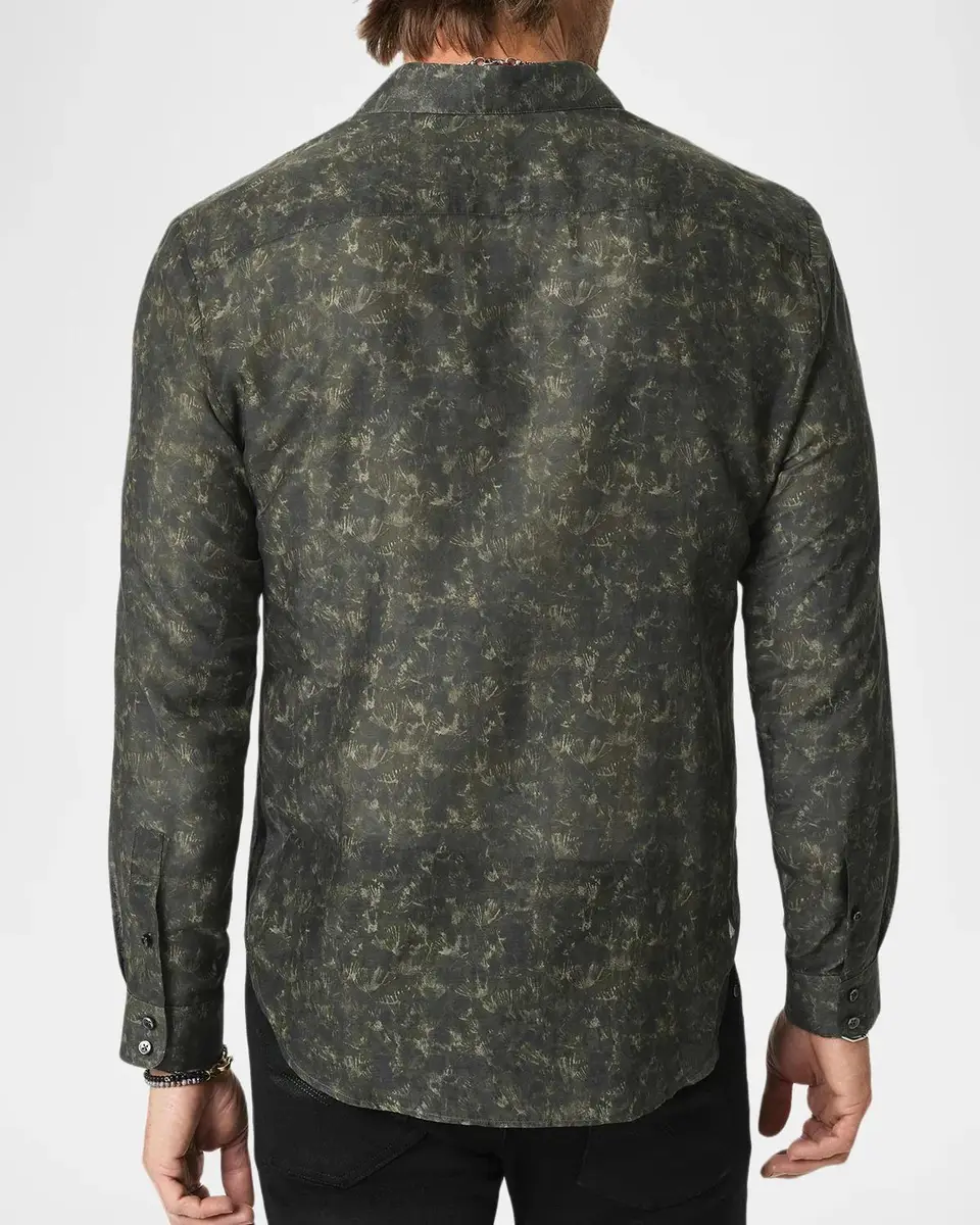 JOHN VARVATOS Men's Bucks Cotton-Silk-Blend Shirt | Thumbnail 3