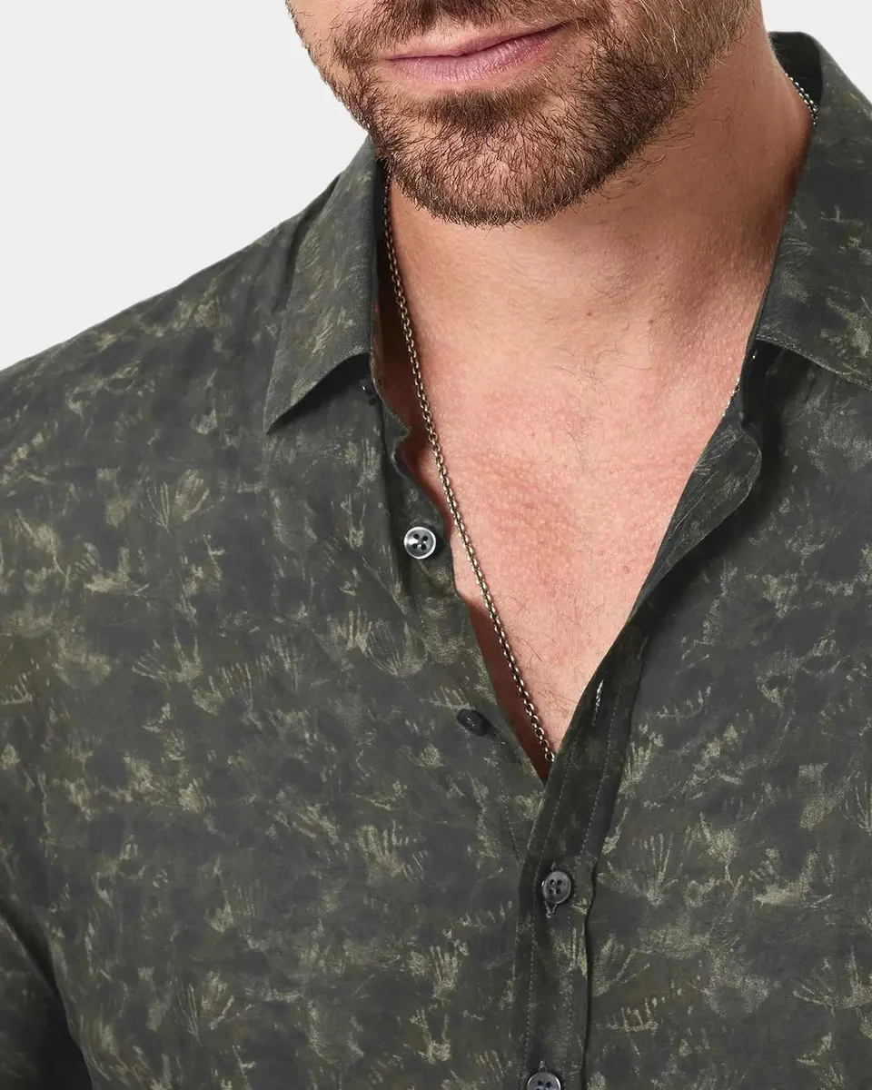 JOHN VARVATOS Men's Bucks Cotton-Silk-Blend Shirt | Thumbnail 5