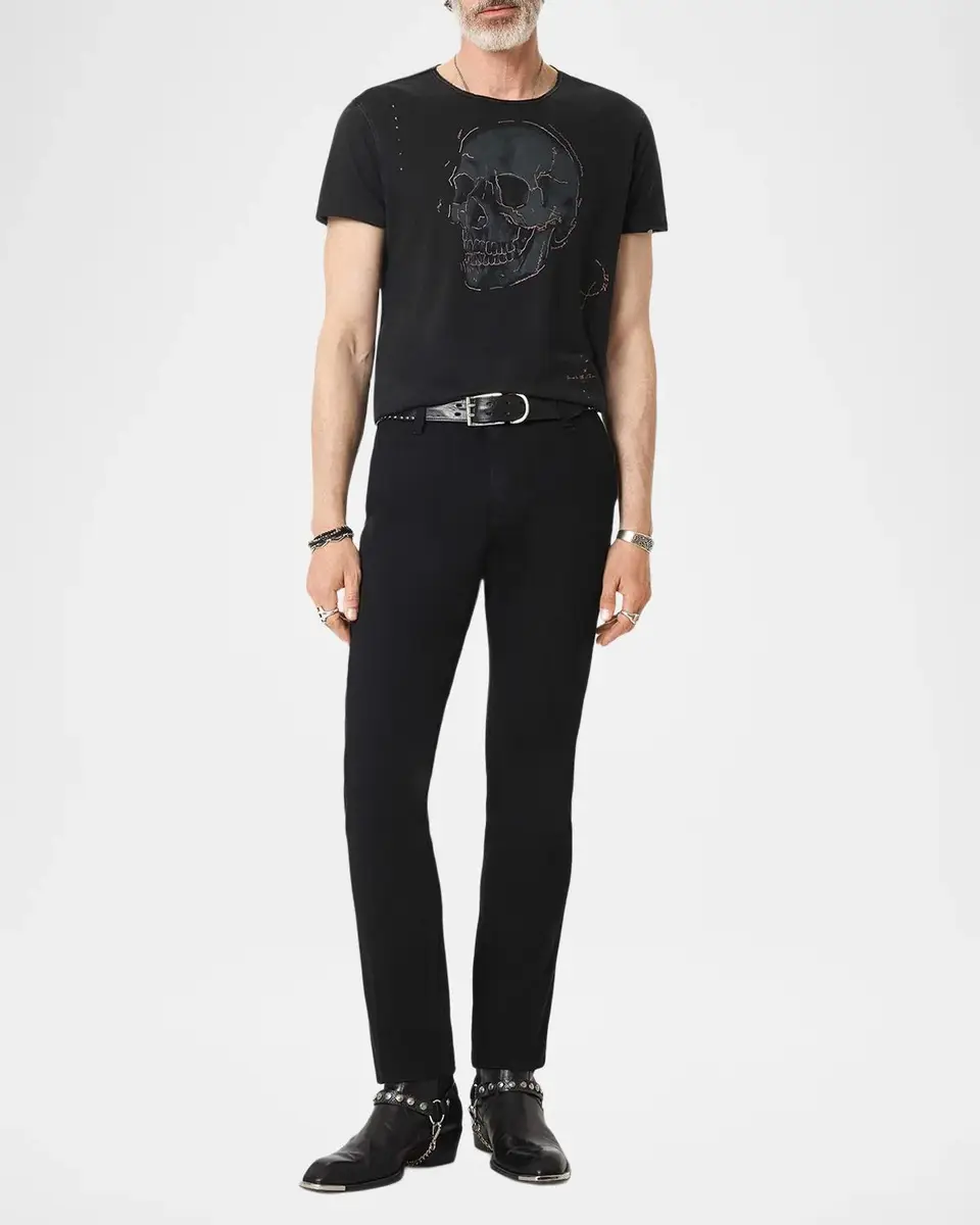 JOHN VARVATOS Men's Skull Graphic Raw-Edge T-Shirt | Thumbnail 2