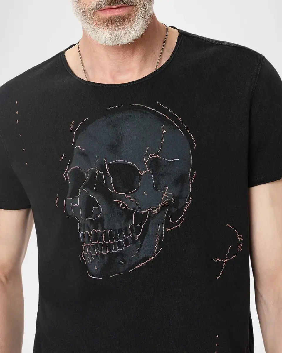 JOHN VARVATOS Men's Skull Graphic Raw-Edge T-Shirt | Thumbnail 5