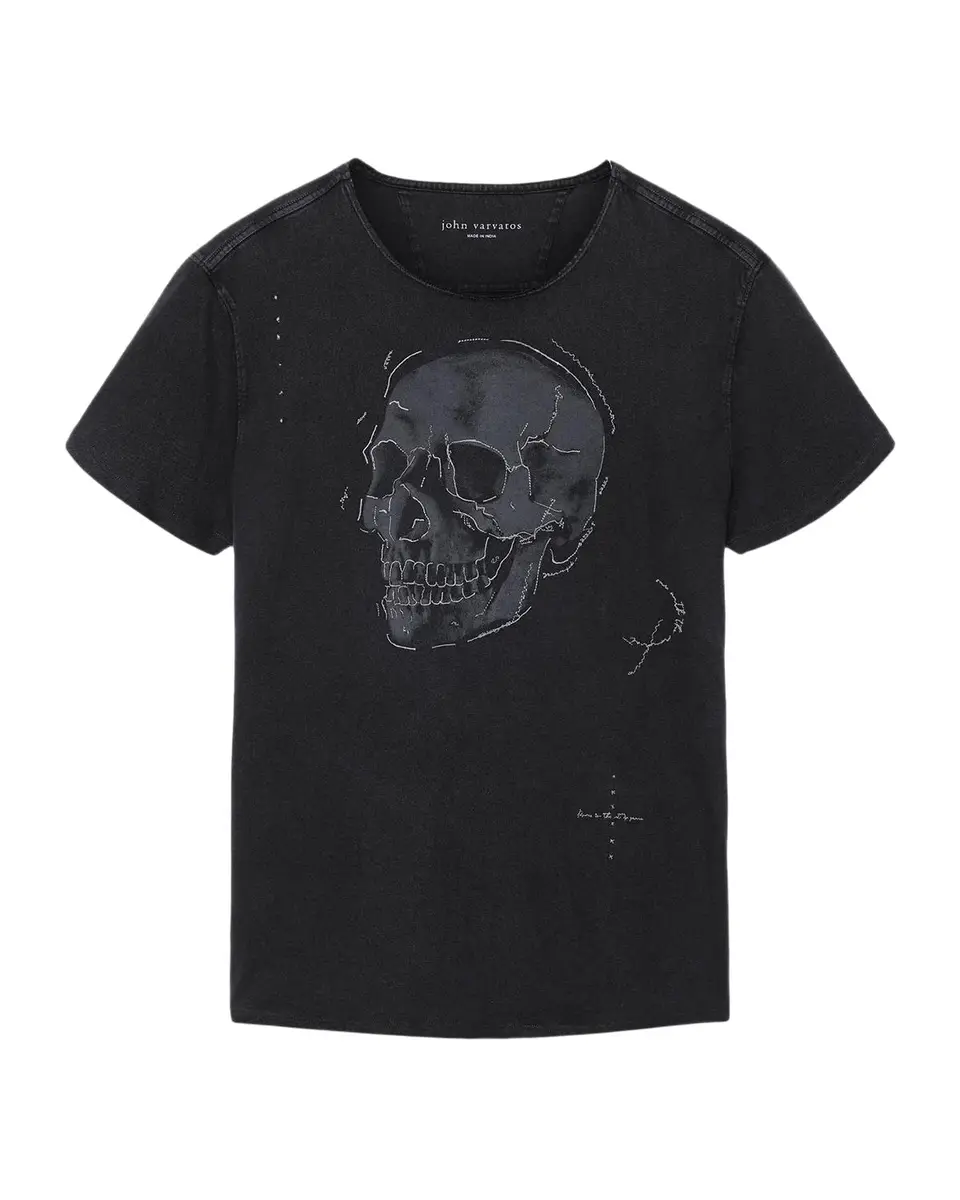 JOHN VARVATOS Men's Skull Graphic Raw-Edge T-Shirt