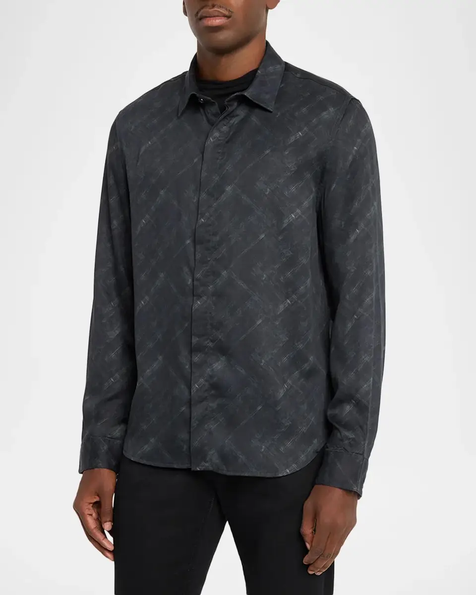 JOHN VARVATOS Men's Rodney Crosshatch Shirt | Thumbnail 4 JOHN VARVATOS Men's Rodney Crosshatch Shirt | Thumbnail 4