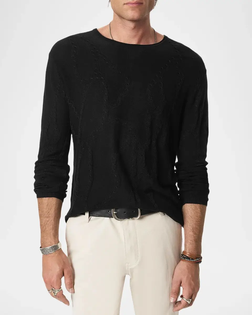 JOHN VARVATOS Men's Addison Broken Twist Cable Crewneck Sweater | Thumbnail 4 JOHN VARVATOS Men's Addison Broken Twist Cable Crewneck Sweater | Thumbnail 4