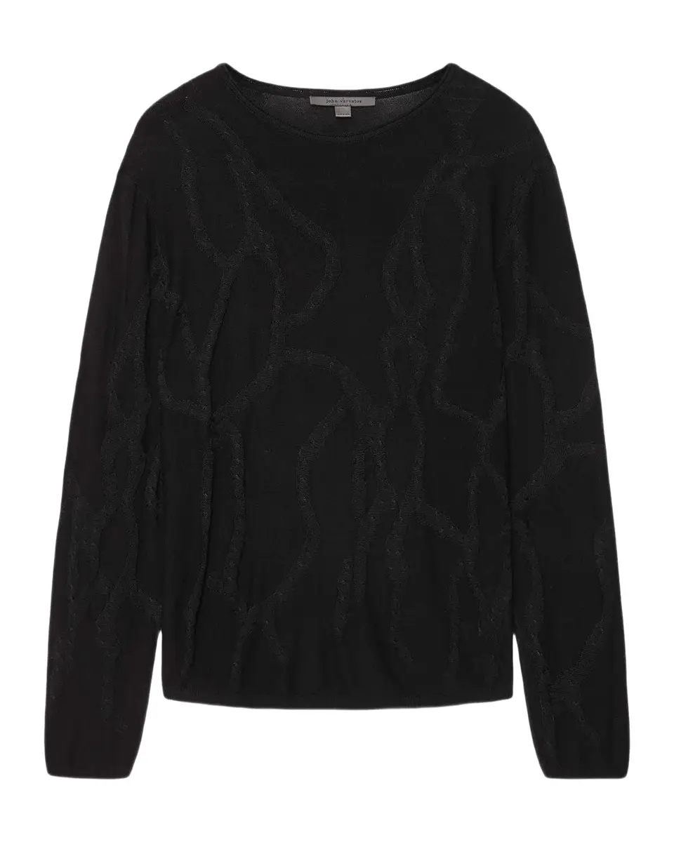 JOHN VARVATOS Men's Addison Broken Twist Cable Crewneck Sweater