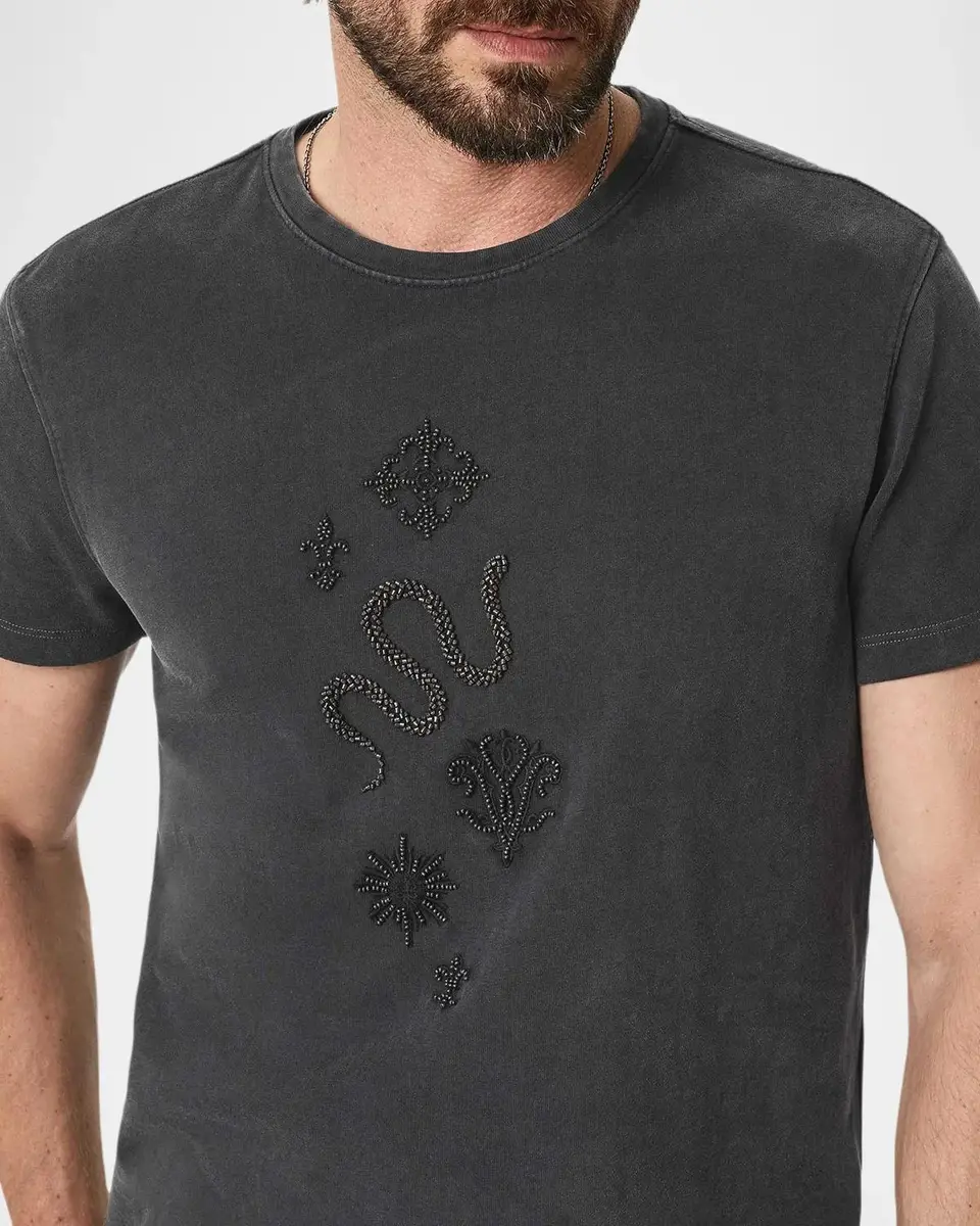 JOHN VARVATOS Men's Beaded Badges Cotton T-Shirt | Thumbnail 5 JOHN VARVATOS Men's Beaded Badges Cotton T-Shirt | Thumbnail 5