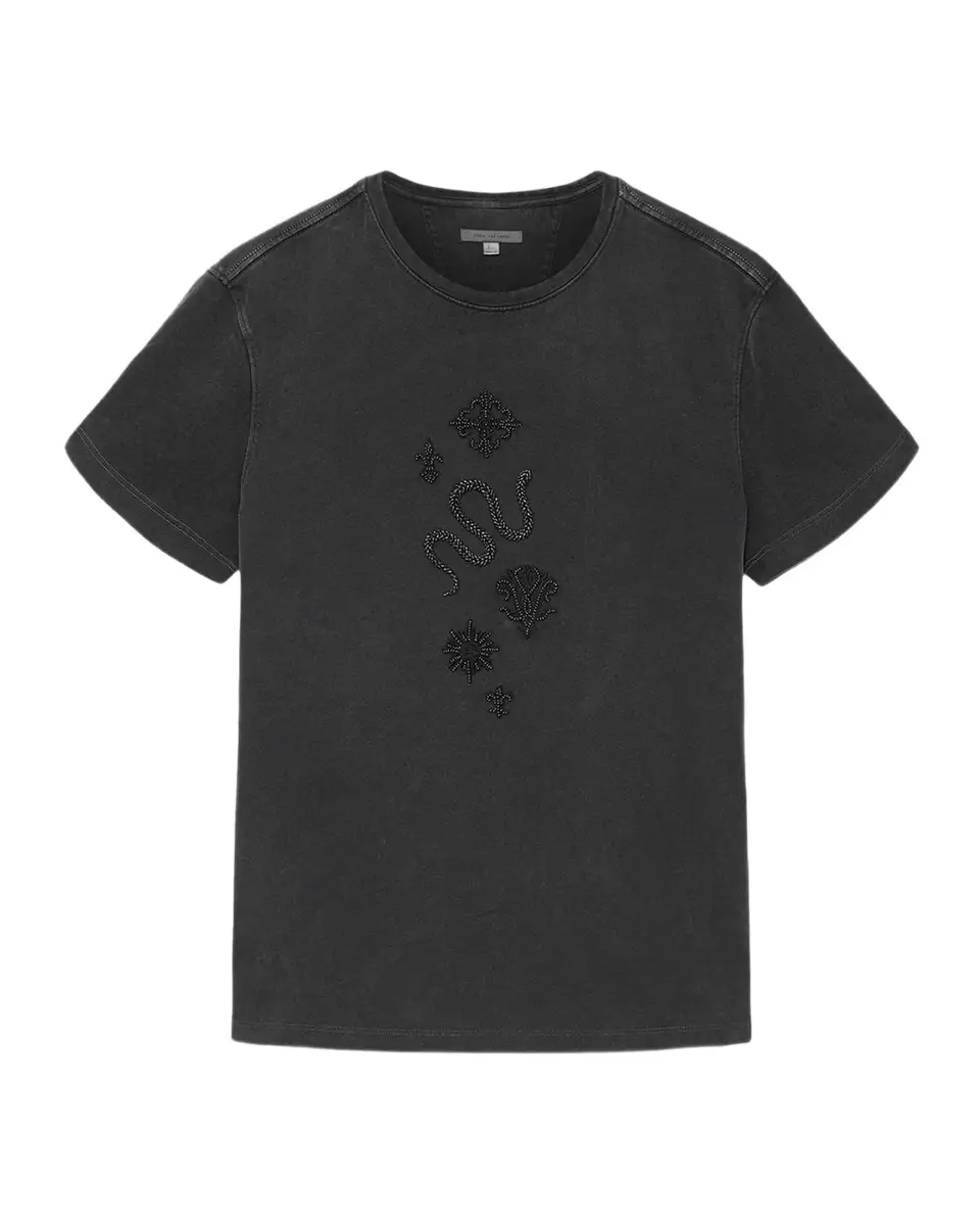 Men's Beaded Badges Cotton T-Shirt Men's Beaded Badges Cotton T-Shirt