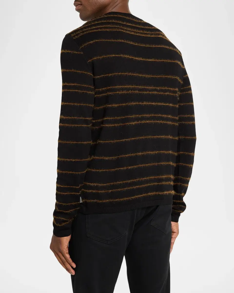 JOHN VARVATOS Men's Everly Textured Stripe Crewneck Top | Thumbnail 3 JOHN VARVATOS Men's Everly Textured Stripe Crewneck Top | Thumbnail 3