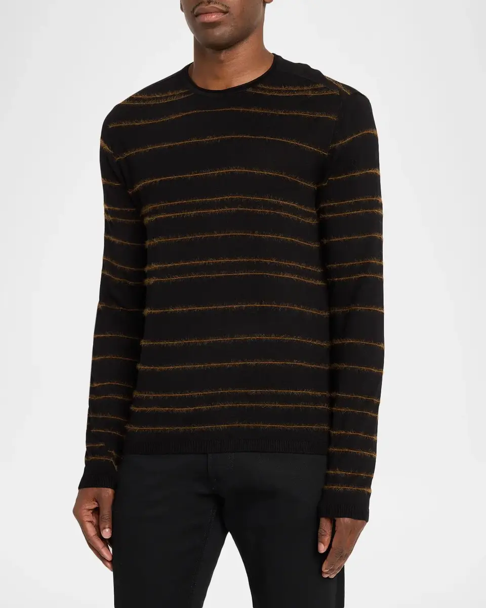 JOHN VARVATOS Men's Everly Textured Stripe Crewneck Top | Thumbnail 4 JOHN VARVATOS Men's Everly Textured Stripe Crewneck Top | Thumbnail 4
